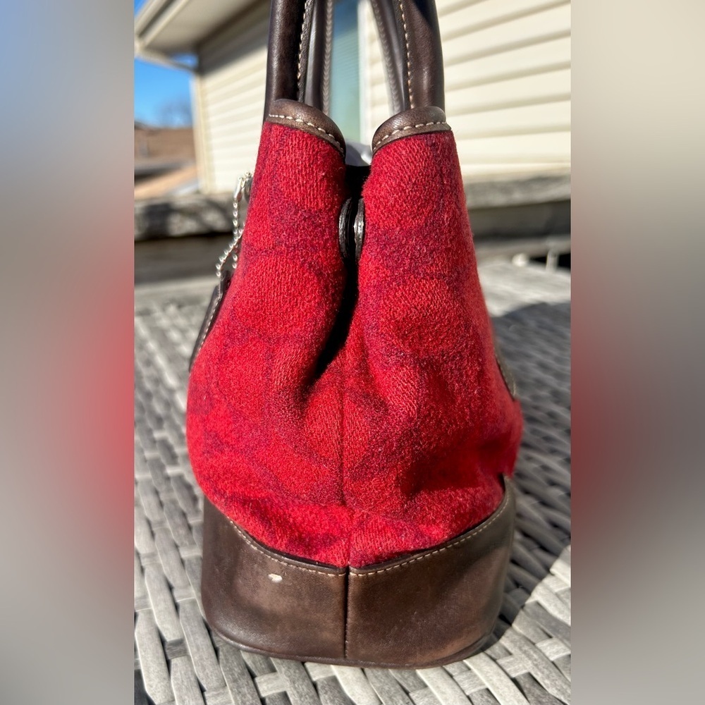 1991 Rare True Vintage Coach Signature Wool & Leather Tote Deep Red EUC! - Picture 5 of 13